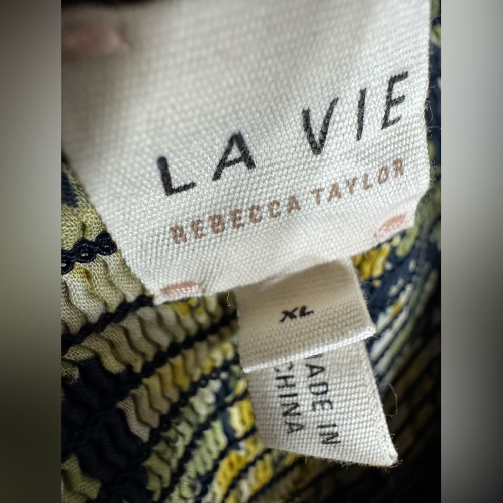 La Vie Rebecca Taylor Serena Tiered Floral Tie-Shoulder Midi Dress Size XL - Picture 2 of 16